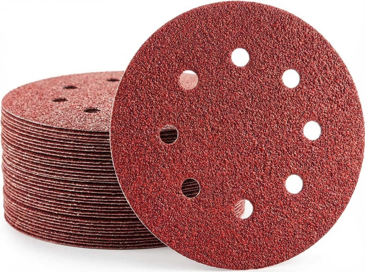Set van 30 schuurschijven 115 mm, korrel 120, voor excentrische schuurmachines, gladde afwerking van hout en metaal, 8 gaten, anti-verstopping