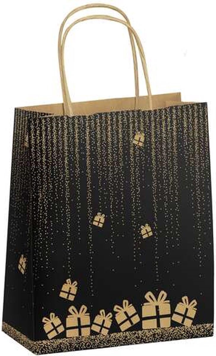 Kerst cadeauzakken 50 stuks - kraftpapier 18 x 8 x 22 cm - met handvatten - voor een feestelijke sfeer - SnelShoppen