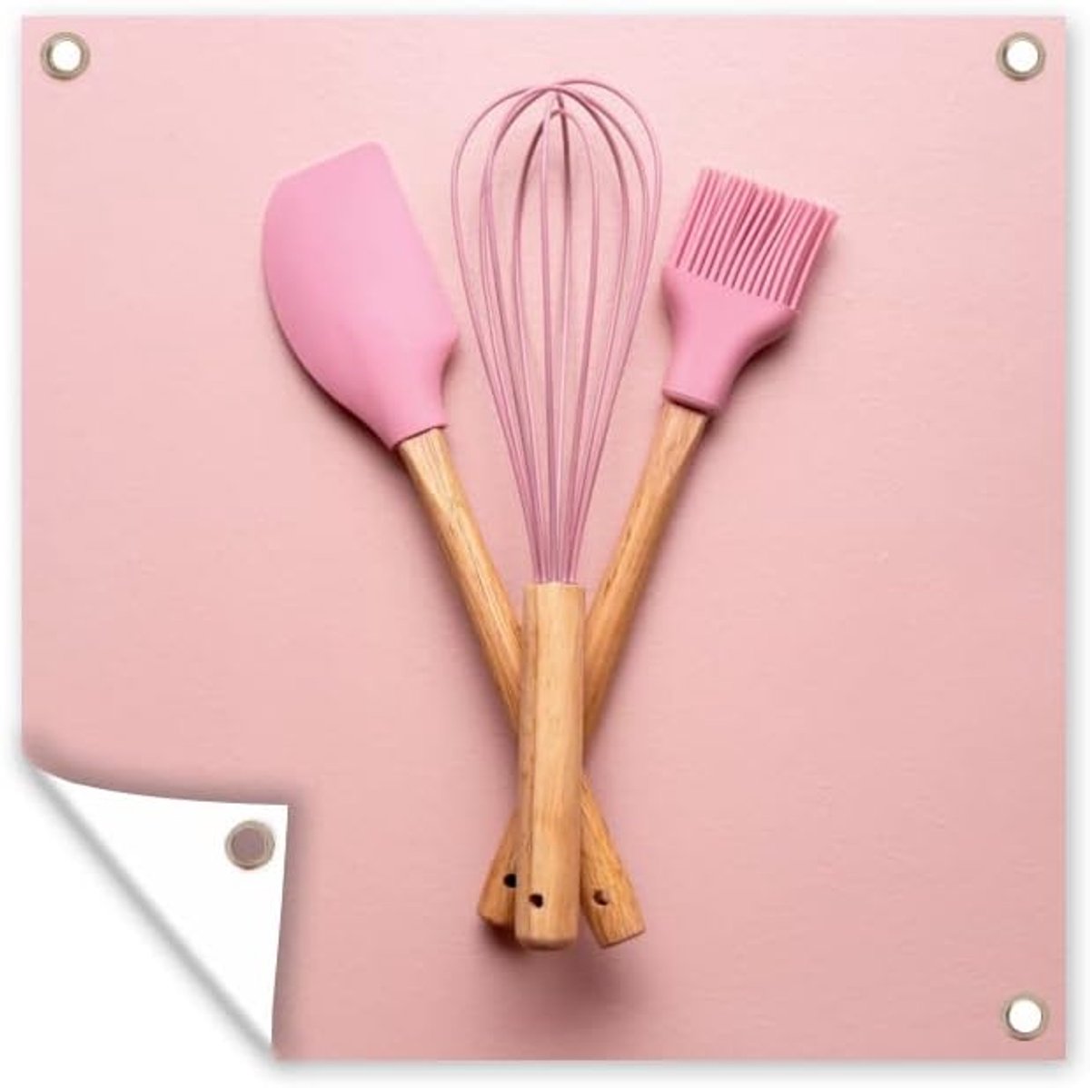 Tuinposter - 200x200 cm - Keukengerei - Roze - Bakken