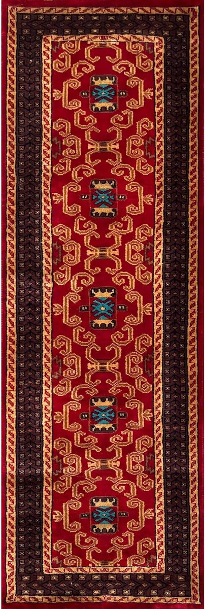 Wollen loper tapijt paleis rood handgeknoopt
