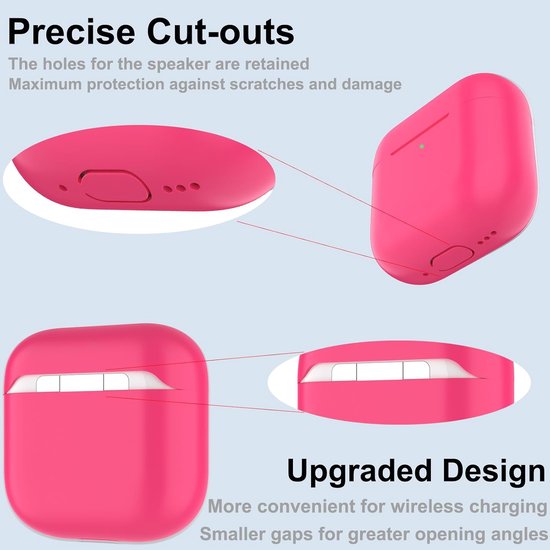 Hoes voor Airpods 4, dun beschermend Silicone Case voor AirPods 4th 2024 (USB-C) Skin Front LED zichtbaar siliconen hoesje, Watermelon Red — afbeelding 3
