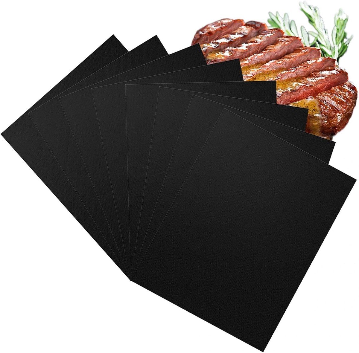 8 stuks grillmat zwart 40×33 cm