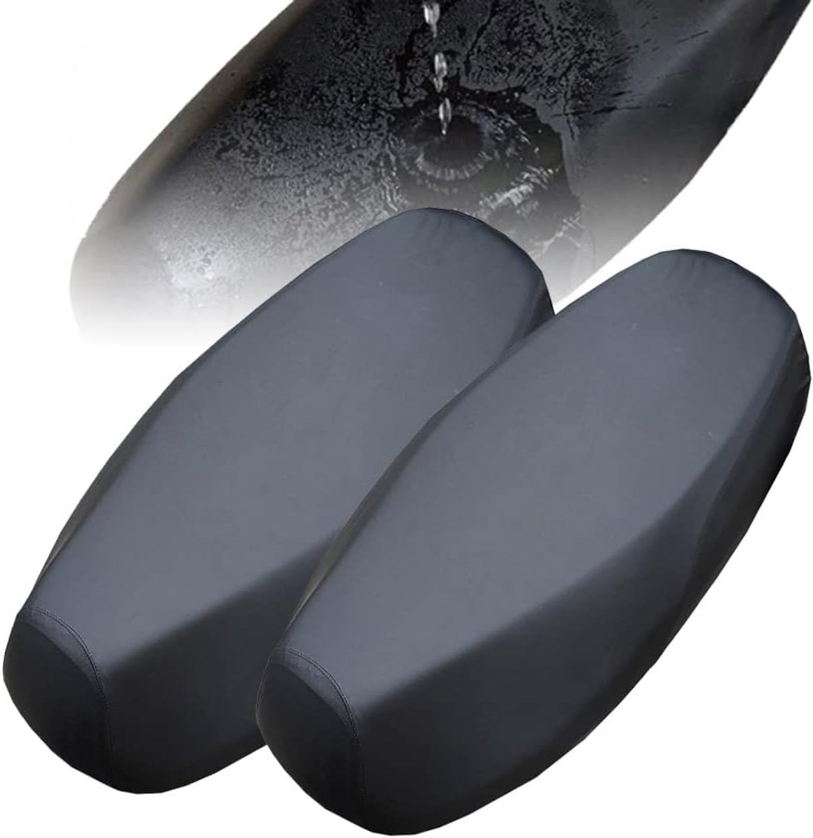 2 stuks motor- en motorstoelhoezen - waterdicht, leer, universele pasvorm voor motor-, scooter- en bromfietsstoelen - zwart, 72 × 40 cm
