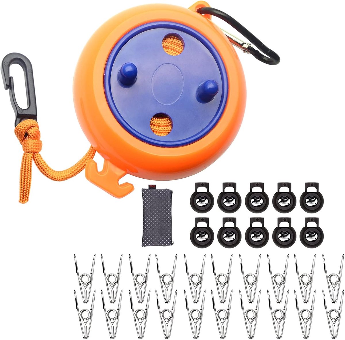 Waslijn, 8M Draagbare Intrekbare Reizen Doek Line, Wastouw, Anti Winding Line Kleding Airer Hanger voor Reizen Vakantie Outdoor Indoor (Lijn+Clips+Bag)