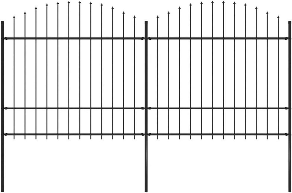 Lanspunt (1,5-1,75) x 3,4 m zwart staal, tuinhek, decoratief tuinhek-277740