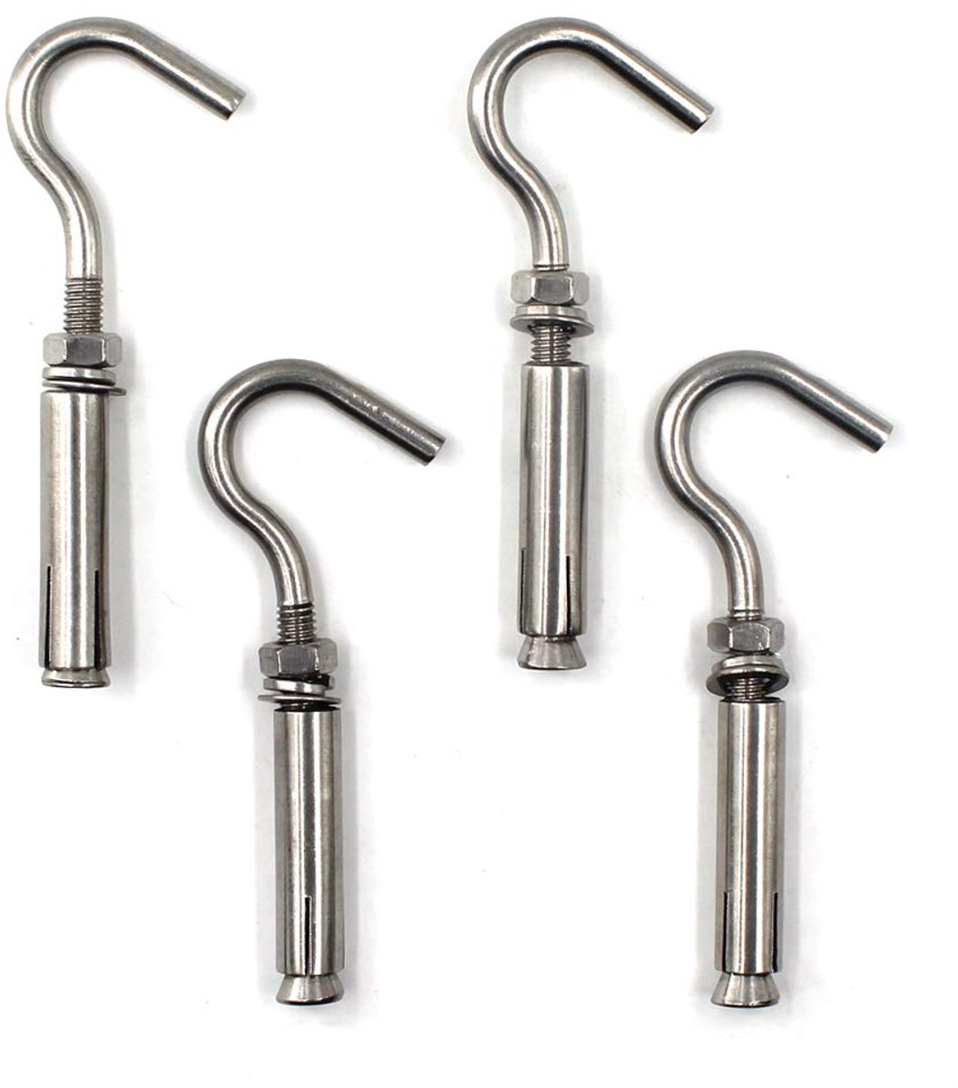 304 RVS Open Cup Expansie Haak, Uitbreiding Heavy Duty Bolts Pack van 4