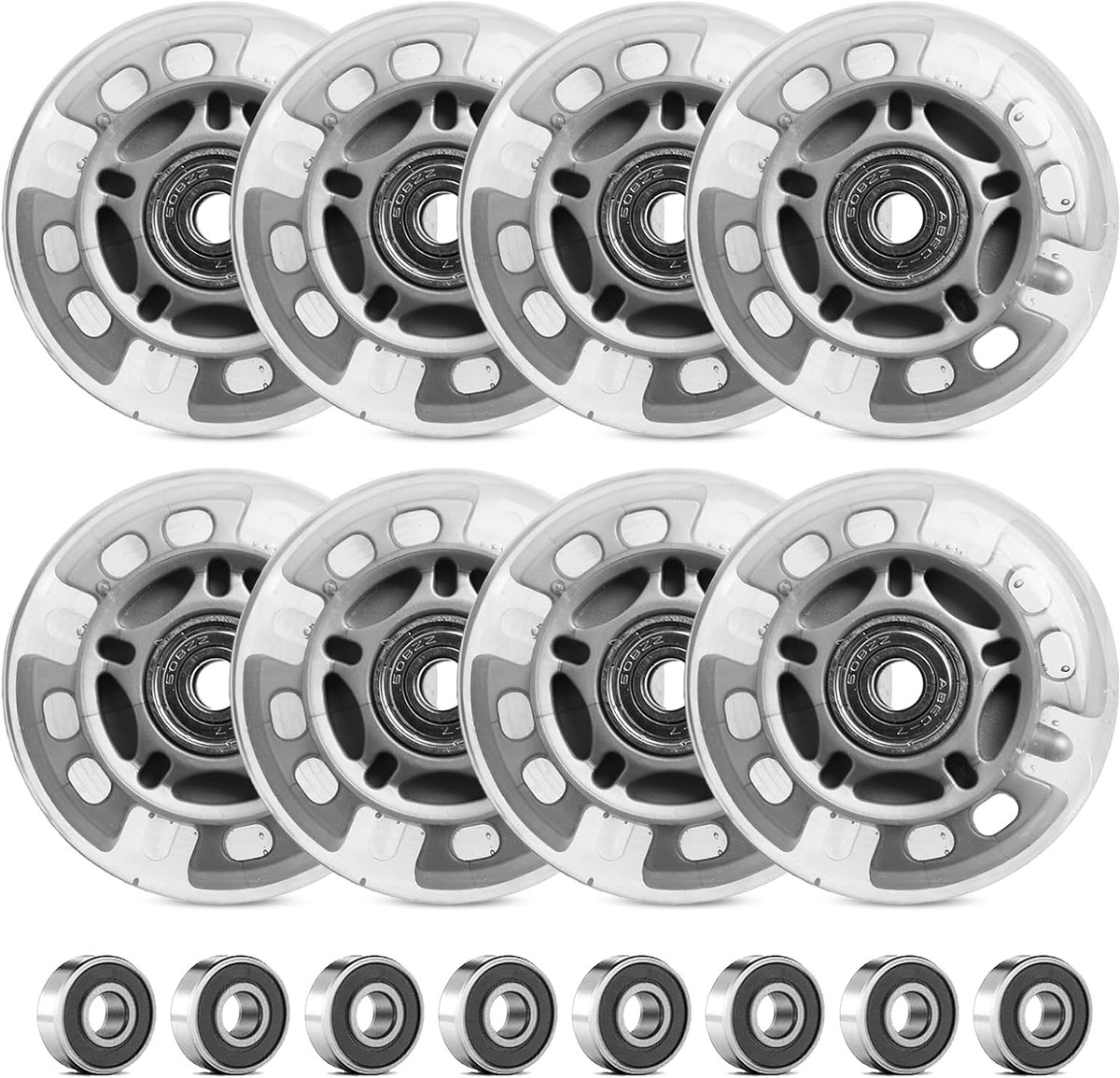 Wielen, 72 mm, oplichtende inlinerwielen met kogellagers, reservewielen voor rolschaatsen en fitnessskates, universele PU-wielen voor kinderen