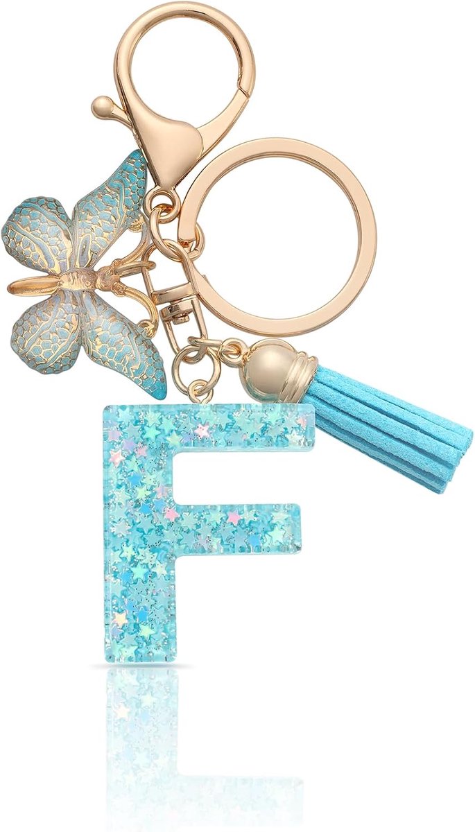 Sleutelhanger meisjes, sleutelhanger met letter, sleutelhanger vlinder, sleutelhanger beginletter voor vrouwen, roze