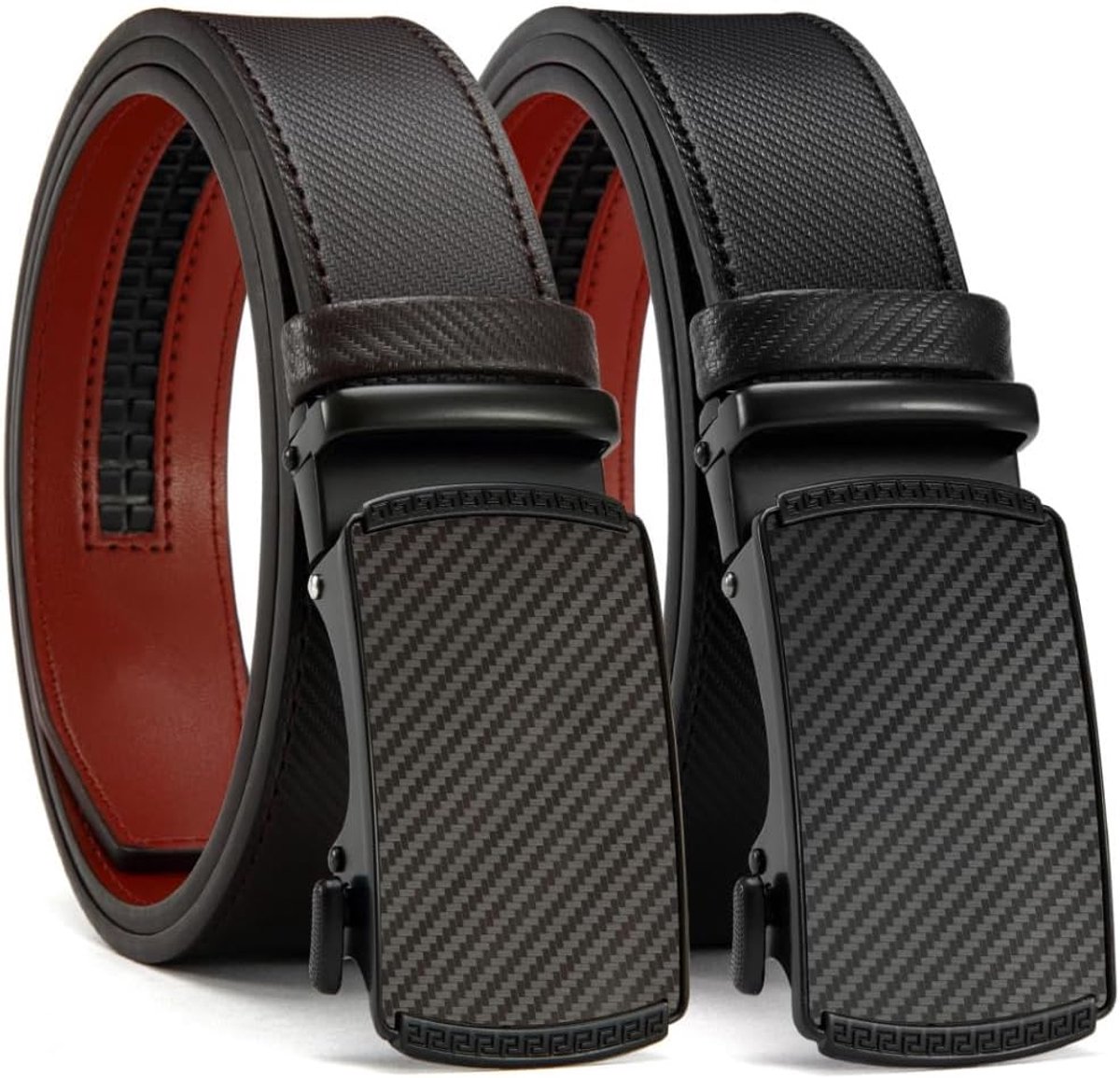 Riemen voor mannen, 2 stuks automatische ratel riem jurk verstelbaar 1 3/8 inch in geschenkset