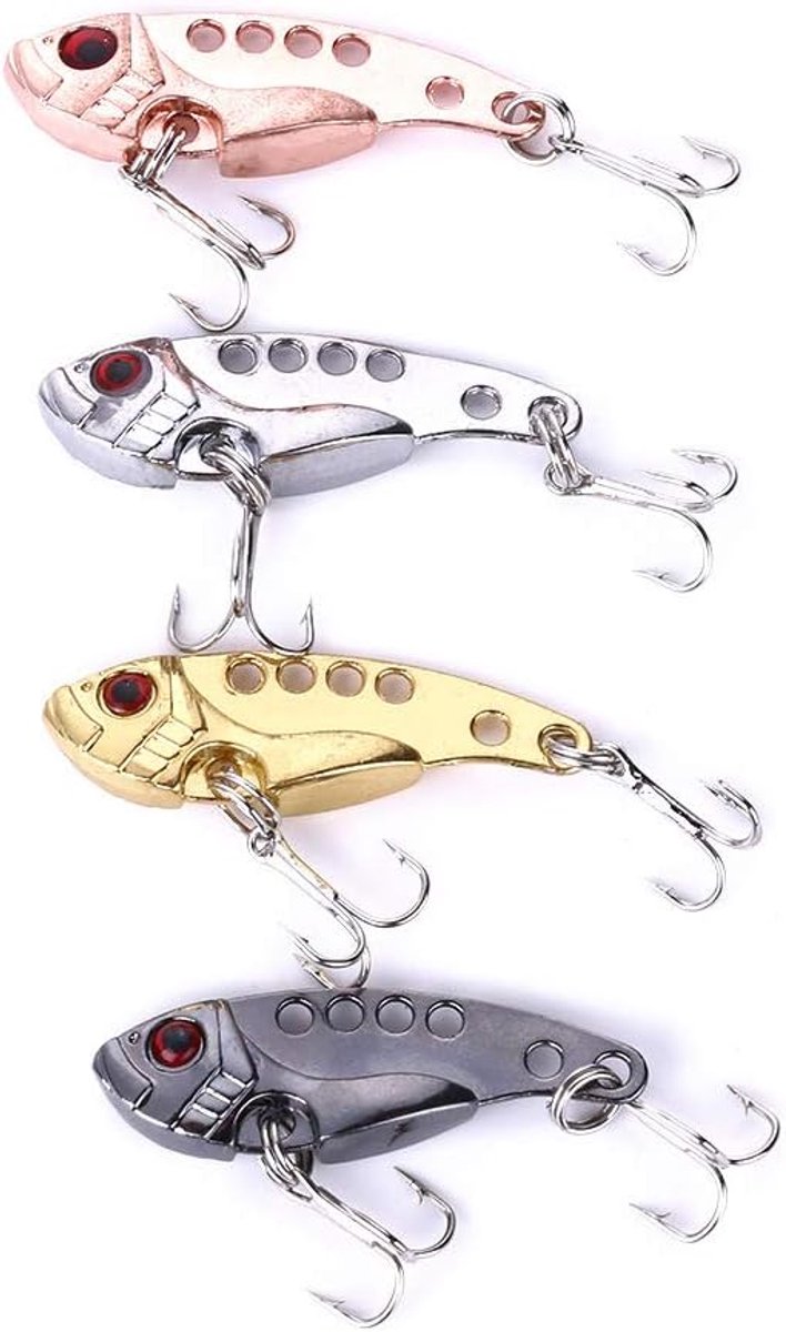 VIB Vissen Lokt, 4 STKS 35mm Crankbait Vissen Spinner Blade met Treble Haken voor Zoetwater Zoutwater