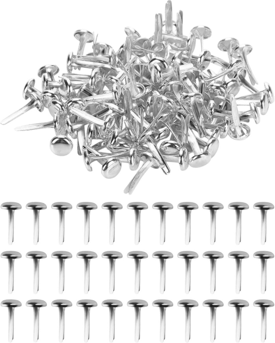 100 stuks Mini Brads Musterbeckelklammern Musterklammern Metaal rondkopklemmers Scrapbooking Brads Musterklammern Für Schule Büro Papier Briefklemmern Handwerk DIY (Zilver)