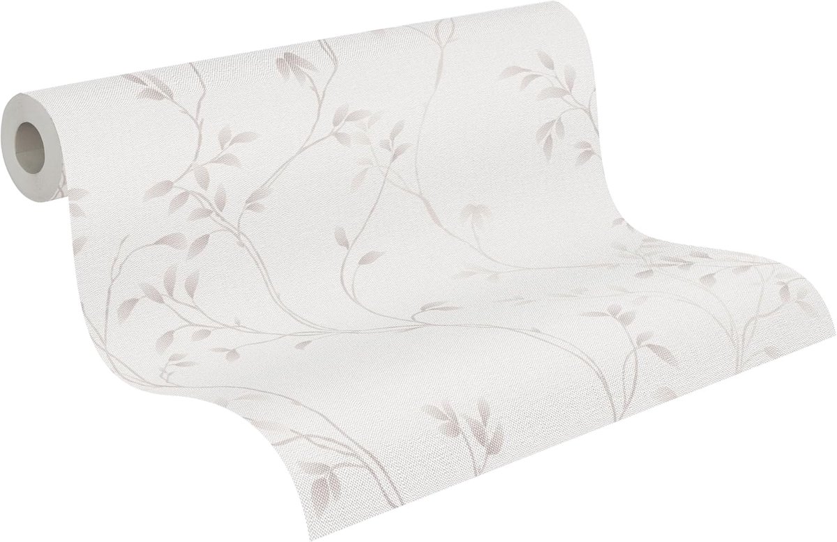 Behang in crème beige - hoogwaardig designbehang bloemen 397672-10,05 m x 0,53 m - wandbehang bladeren bloemenrank - Made in Germany