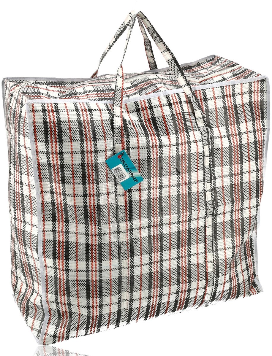 Boodschappentas met Rits 90L – Big Shopper XL met Rits – Grote Opbergtas 60 x 60 x 25 cm – Verhuistas voor Kleding, Dekbedden, Beddengoed & Boodschappen