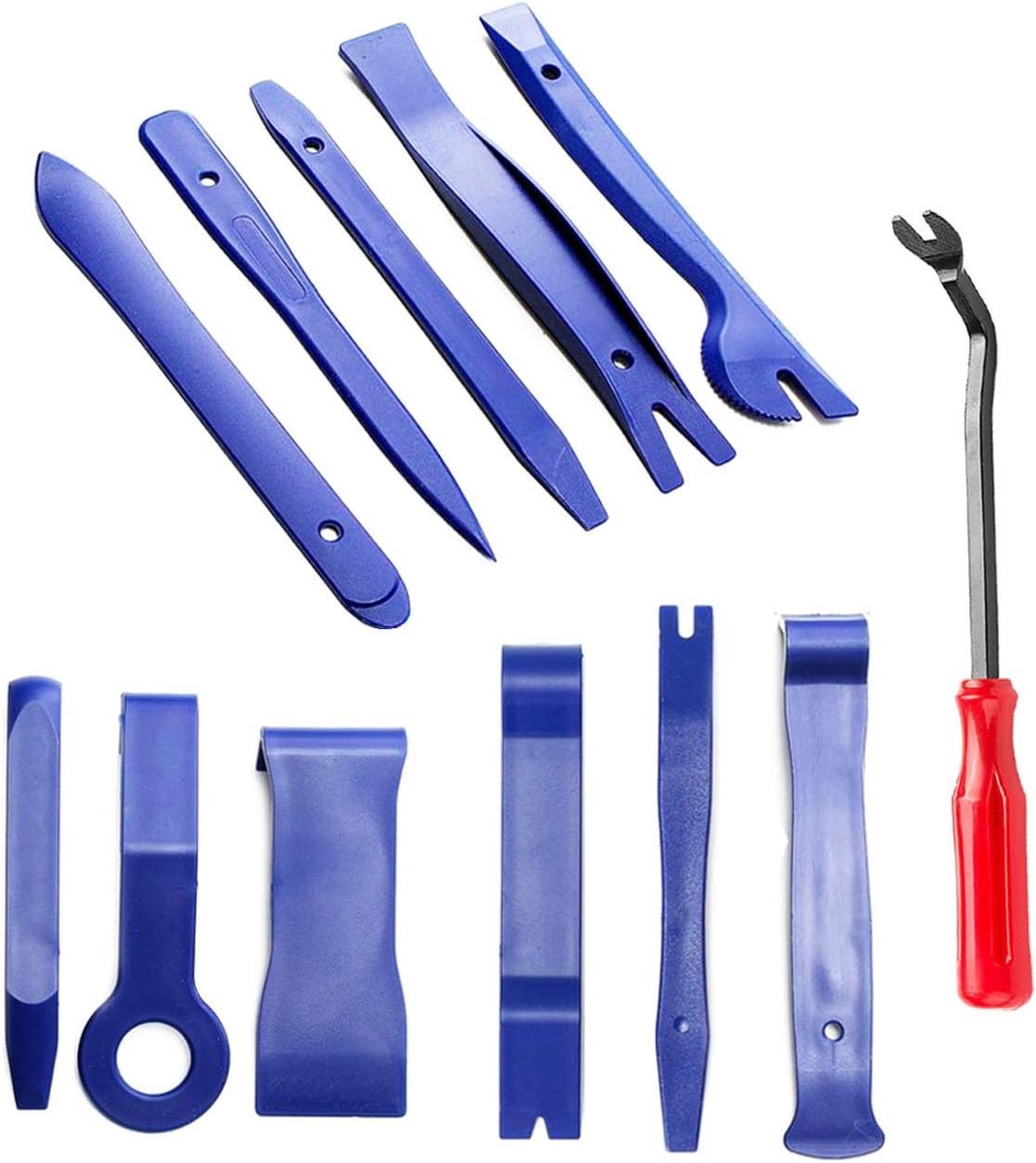 Demontage hendelgereedschap auto - 12-delige set - blauw - voor eenvoudig demonteren - ShopVlot