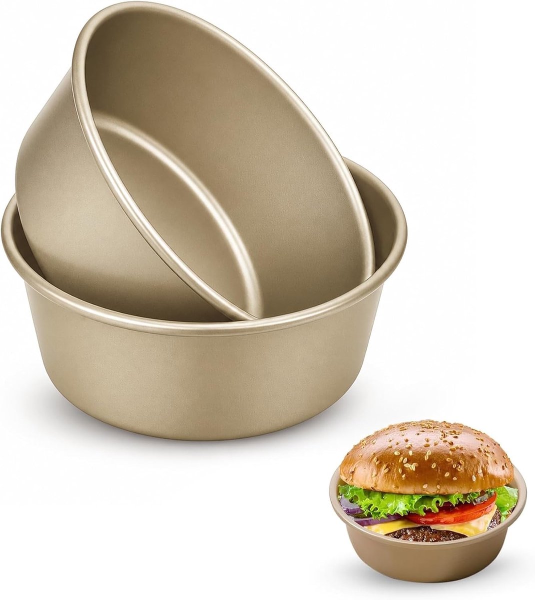 Mini cakevorm hamburgervorm - goud - anti-aanbaklaag - ideaal voor cupcakes - ShopVlot