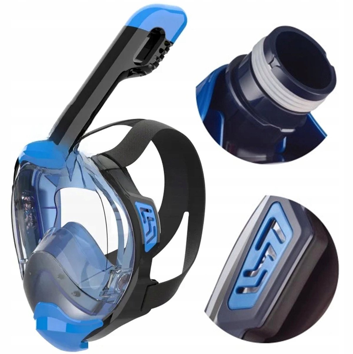Hydro volgelaatsmasker duiken snorkelen L/XL blauw/zwart
