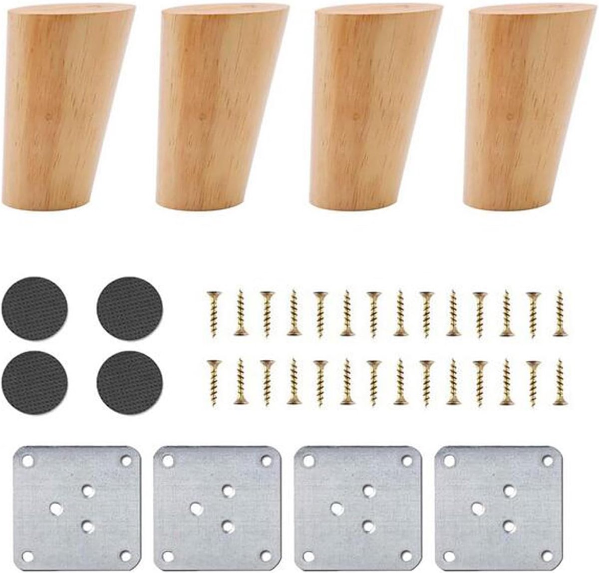 Houten meubelpootjes 8 cm - houten tafelpoten met schroeven - vervangende meubelpoten - verhoogt de hoogte van meubels - ShopVlot
