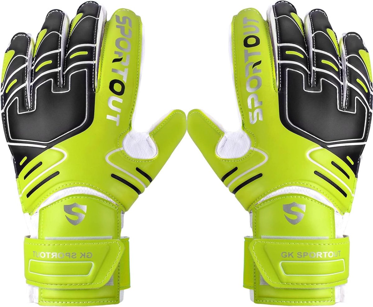 Keeperhandschoenen 7 - zwart (groen) - Fingersave - sterke bescherming voor vingers - ShopVlot