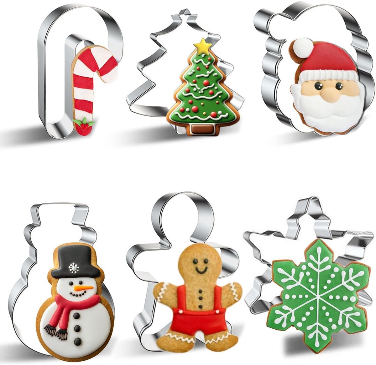 Koekjesuitsteekvormen kerst 6-delig - diverse vormen - veilig materiaal - perfecte kerstkoekjes maken - ShopVlot