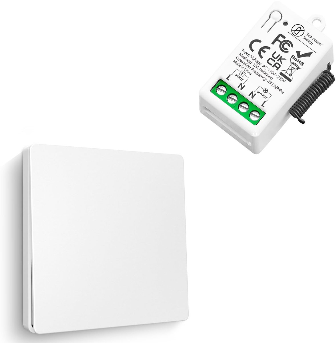 Draadloze Lichtschakelaar - Zelfgenererende schakelaar - 230 V 10 A - 50 m bereik - Eenvoudige bediening - ShopVlot
