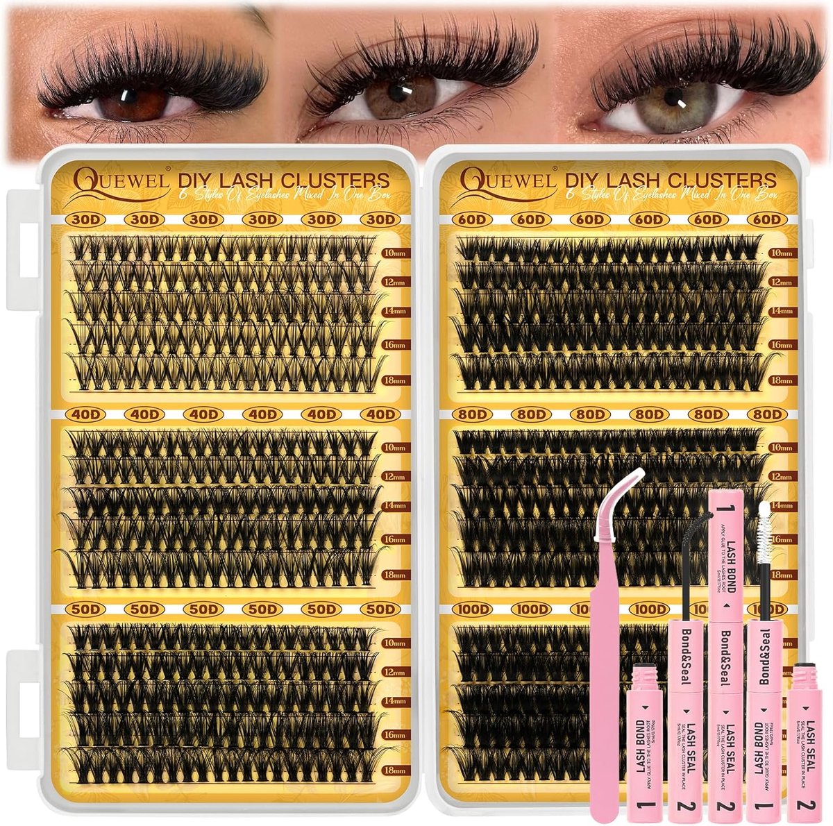 Wimperextensieset gemengde lengtes 10-18 mm - wimpercluster - dikke wimperverlenging - professionele set - ShopVlot