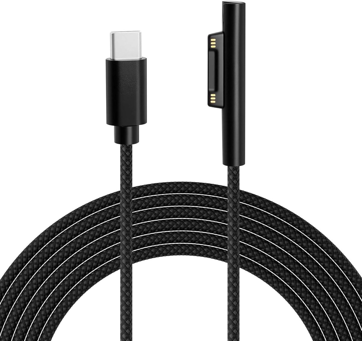 USB-C oplaadkabel 2m - nylon gevlochten - 45W PD compatibel - ideaal voor Microsoft Surface - SnelShoppen