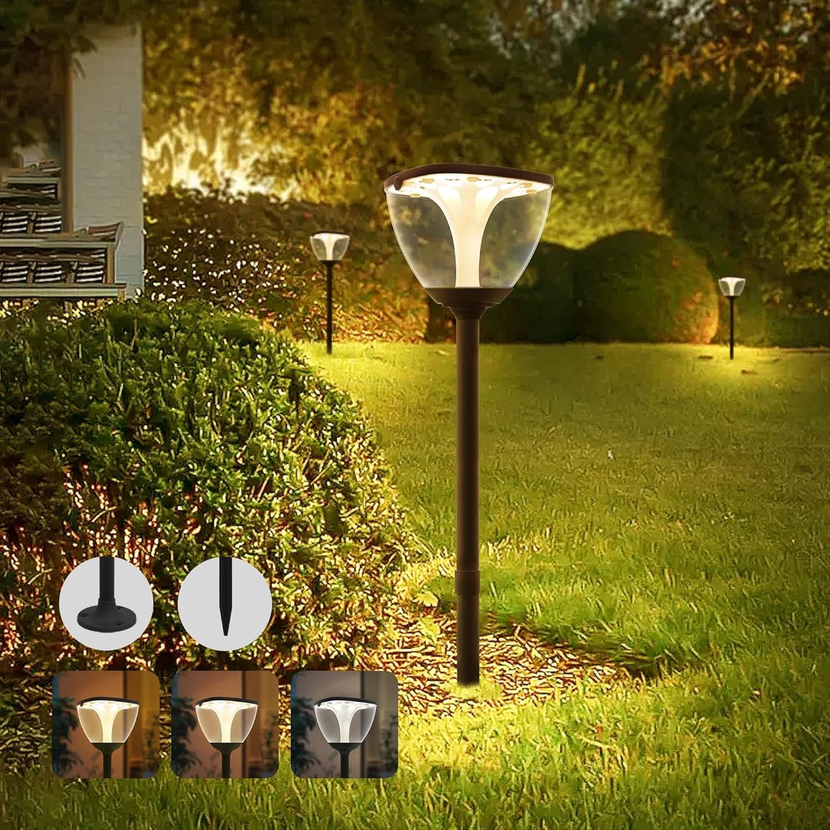 Solar tuinlampen met dimfunctie - verstelbare hoogte - waterdicht - sfeervolle verlichting voor tuinpad - SnelShoppen