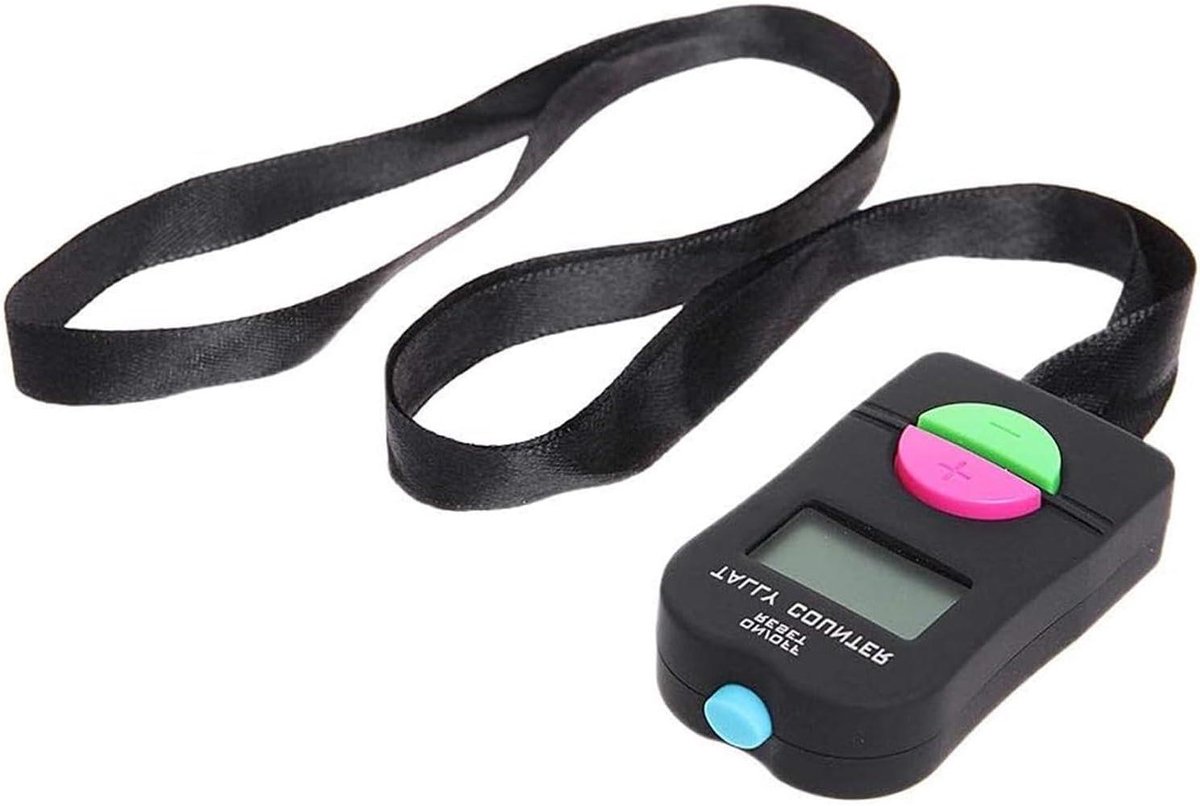 Digitale Teller - Handteller Klikker - Data Registreren - Met Draagband - 6.3 cm - Zwart