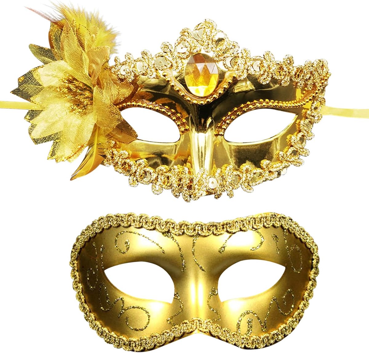 Venetiaans masker voor koppels - 2 delen - sexy kant zwart - ideaal voor carnaval of feest - SnelShoppen