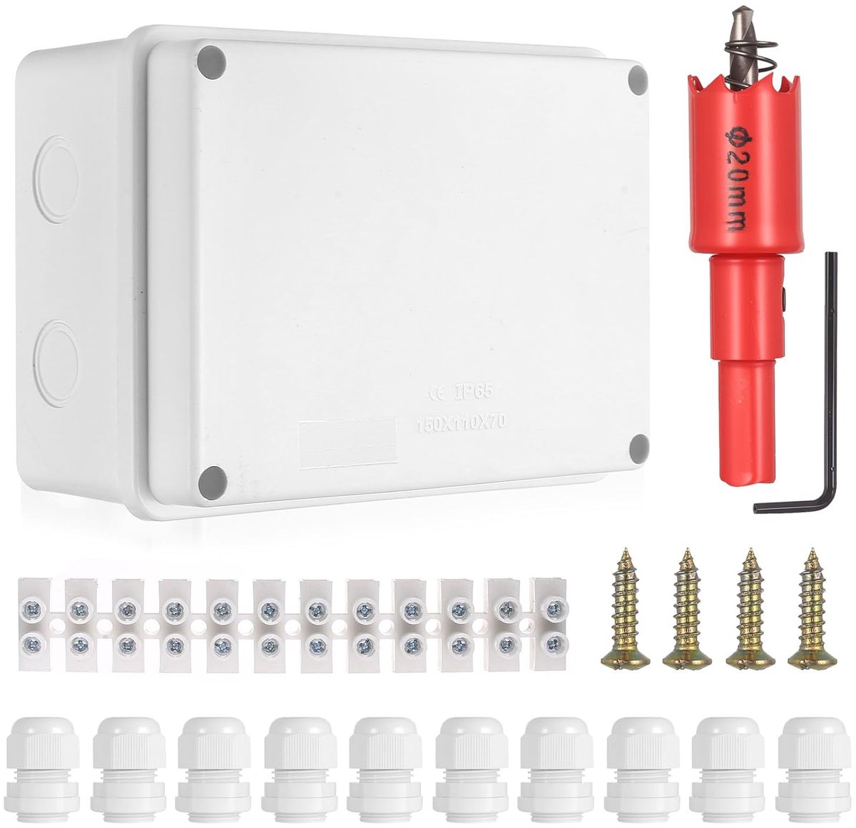 Junction Box IP65 Waterproof - 150 x 110 x 70 mm - ABS materiaal - Geschikt voor elektrische aansluitingen - SnelShoppen