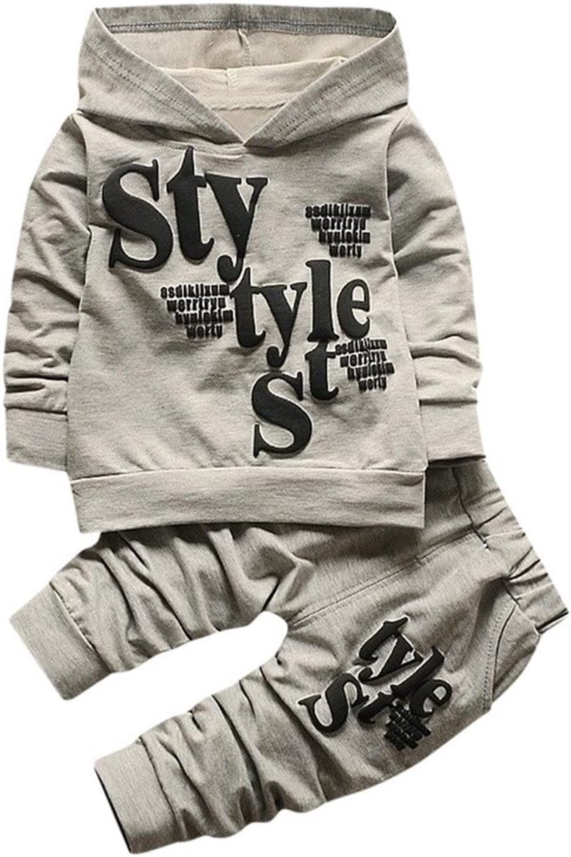 Peuter tops met capuchon - 2-delig set - patronen met letters - trendy outfit voor jongens - SnelShoppen