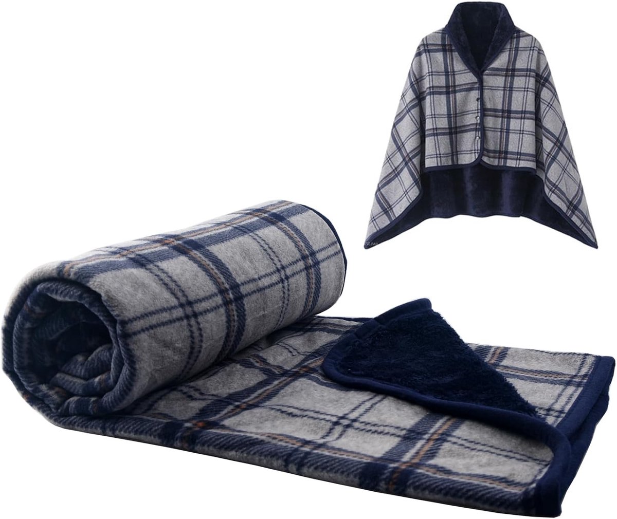 Dames Poncho Fleece - Plaid Deken - Comfortabel en Plush - Ideaal voor Thuis en Kantoor - SnelShoppen