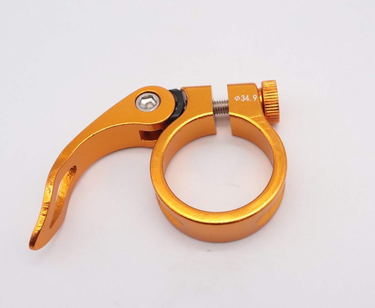 SnelShoppen - Seat Clamp 34.9 mm met Snelsluiting Aluminium Voor 30.8 mm/31.6 mm Zadelpen CNC Voor MTB E-Bike Goud