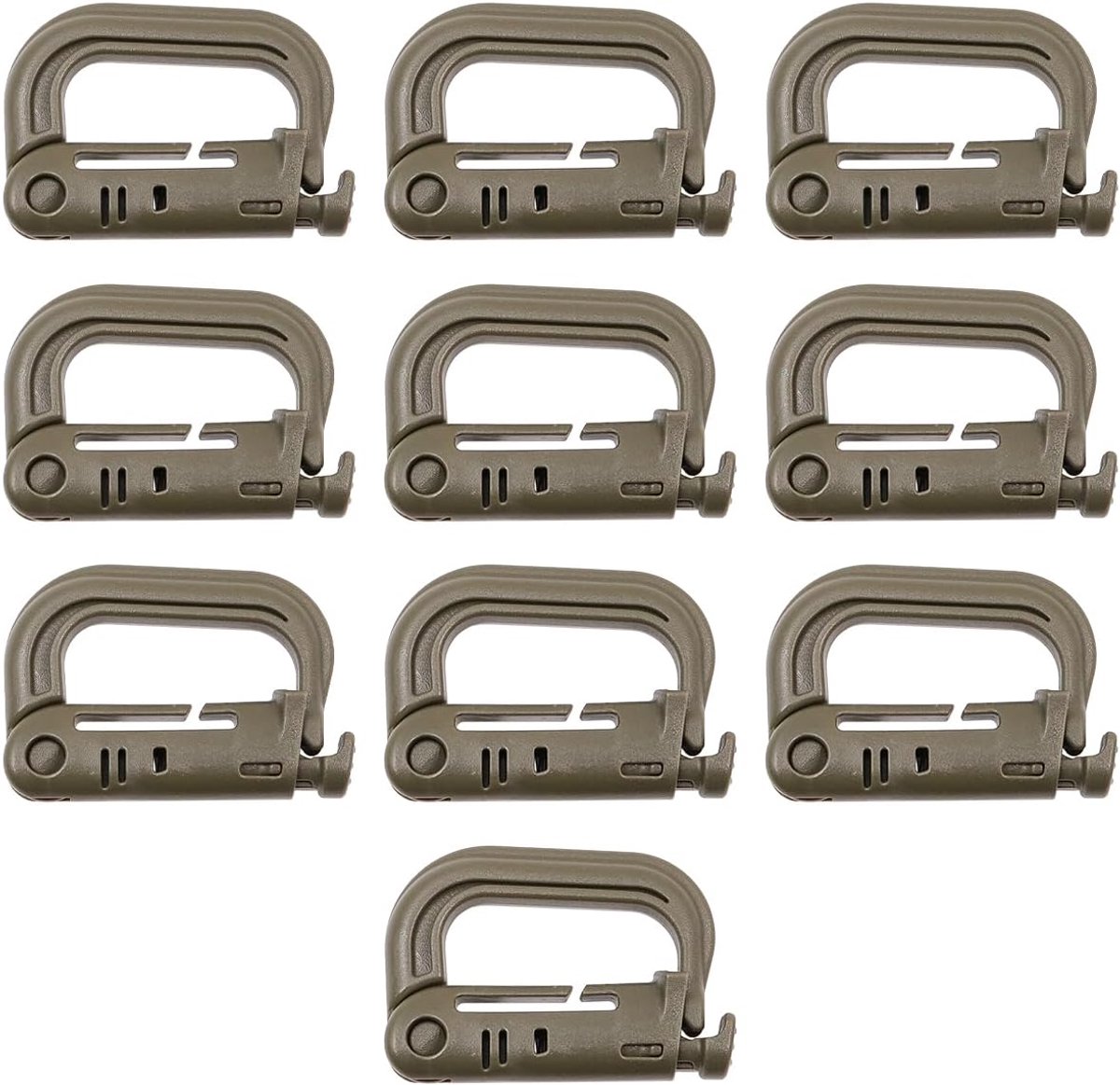 D-Ring Carabiner Clip 10PCS - Lichtgewicht plastic - Corrosiebestendig - Ideaal voor outdoor gebruik - ShopVlot
