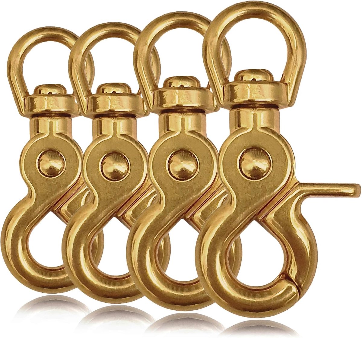 Carabiner haak met draaikop 61 mm - staal - goud - ideaal voor hondenlijnen - ShopVlot