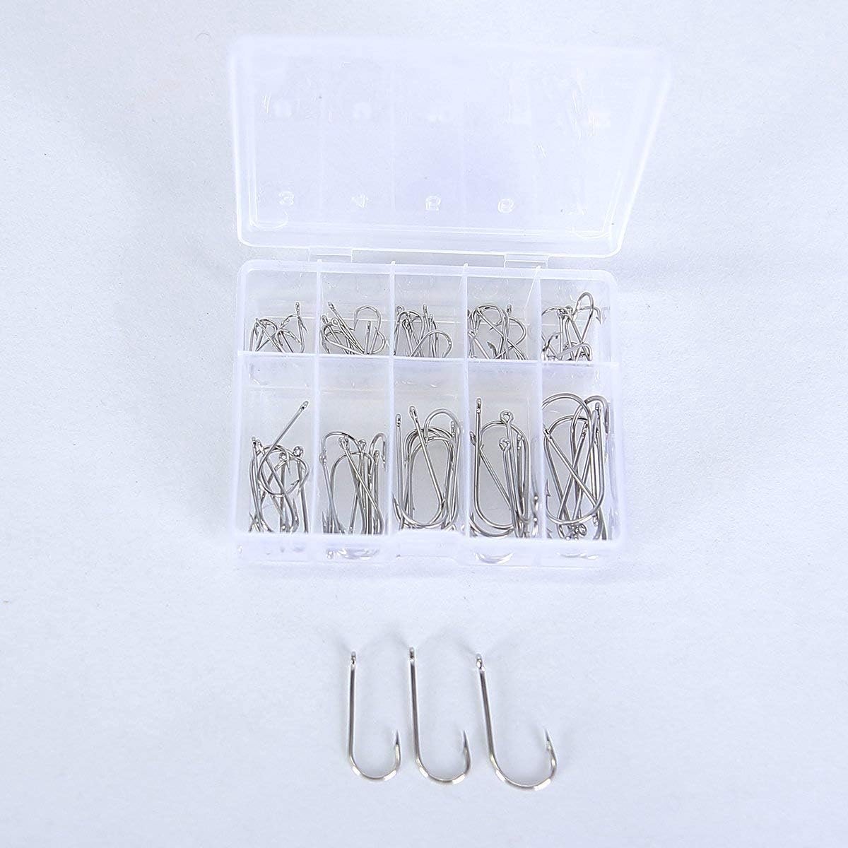 Vishaken met oog 80x - Maat 3-12 - Plastic doos - Ideaal voor vissen - ShopVlot