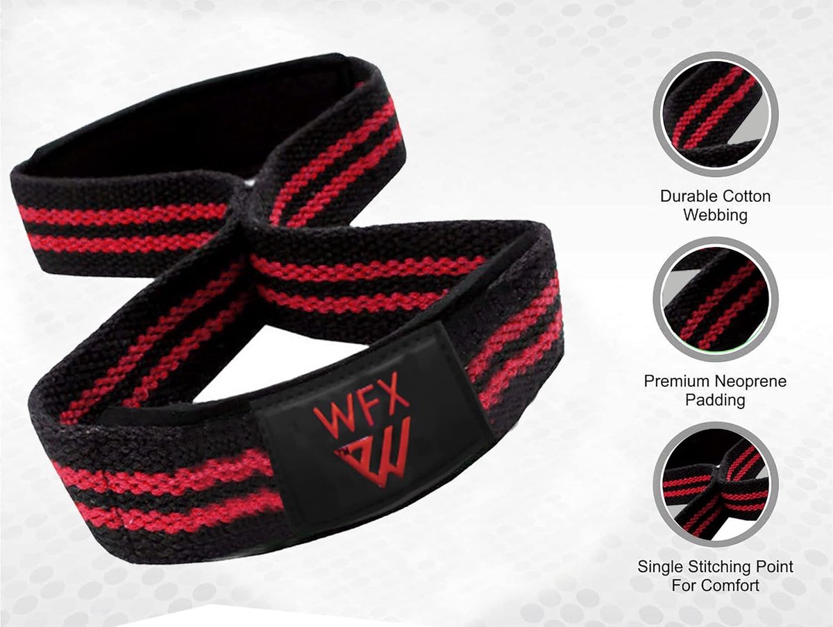 Weightlifting straps padded - neopreen - dubbel lus - verbeter grip - ShopVlot