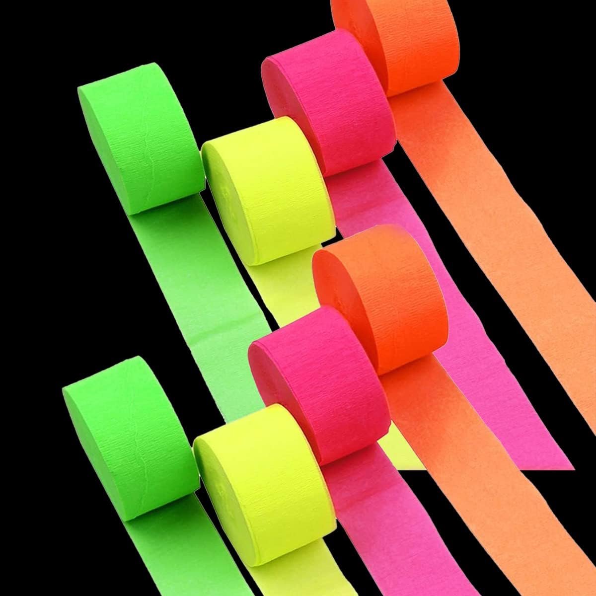 Crepe papier streamers 4.5cm - fluorescerend - 4 kleuren - perfect voor feestdecoratie - ShopVlot