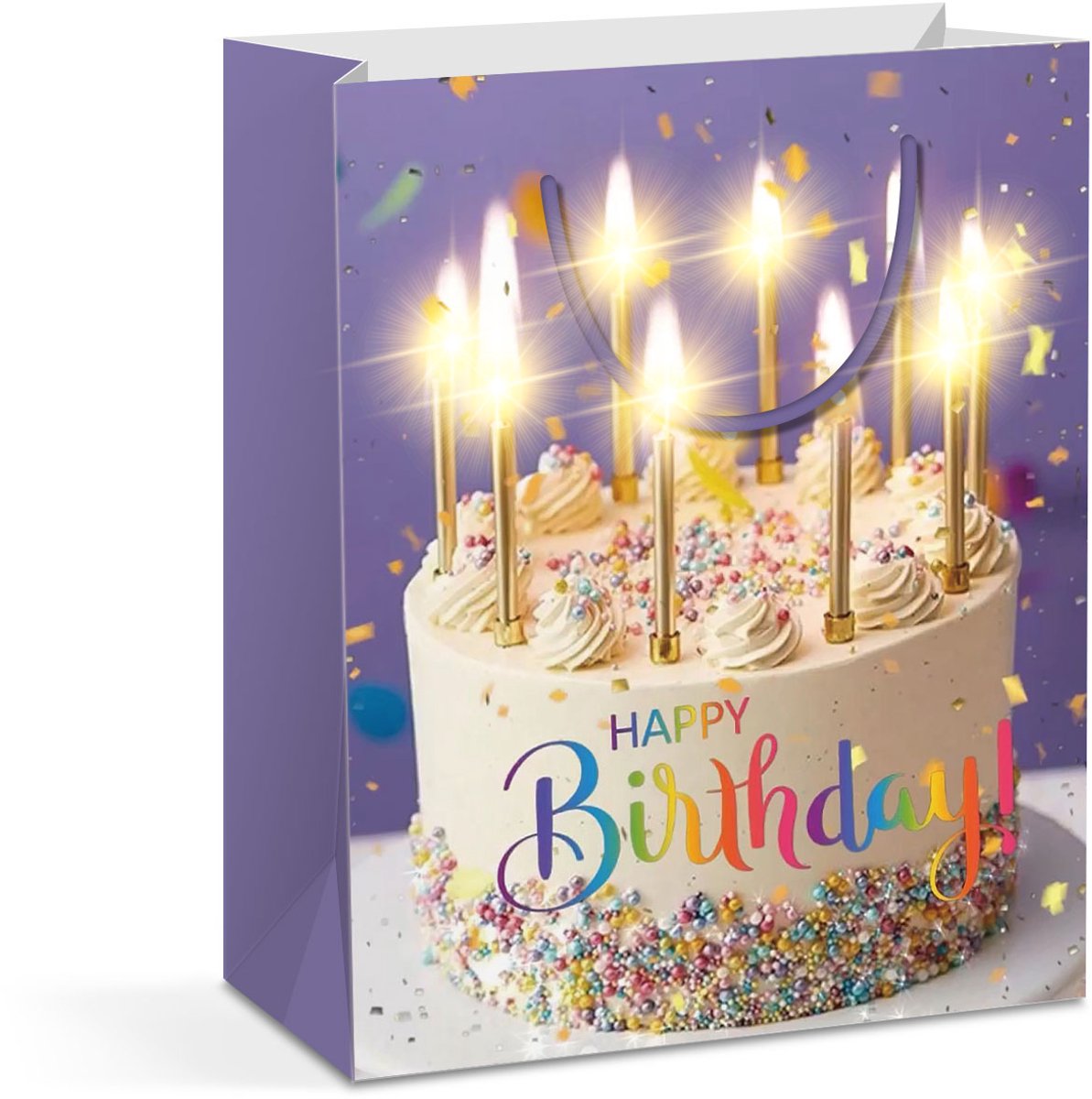 Cadeauzakje - 10 warmwitte LED's, papier - 265 x 127 x 330 mm - 4 soorten / verpakking - 12 stuks / verpakking 12 Stuks [58320]