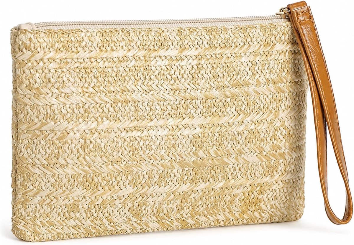 Clutch Beige - Stijlvolle Strohtas - Elegant Design - Perfect voor Zomer - ShopVlot