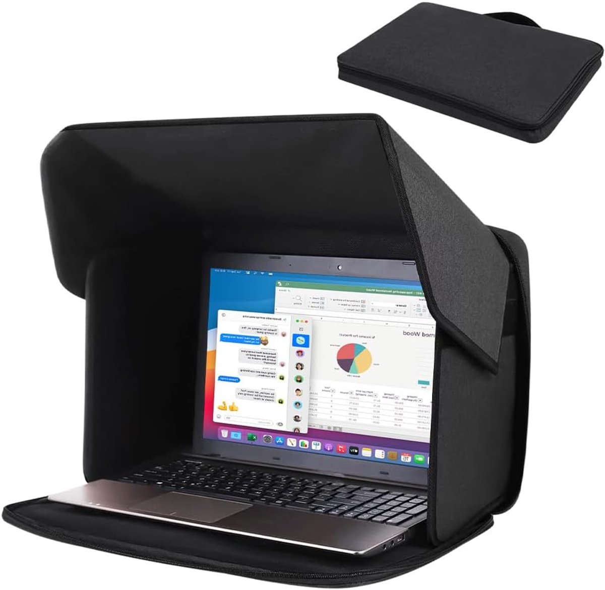 Laptop-zonnebescherming 12-16 inch - inklapbare 2-in-1 laptoptas - inkijkbescherming - privacy tijdens werk - ShopVlot