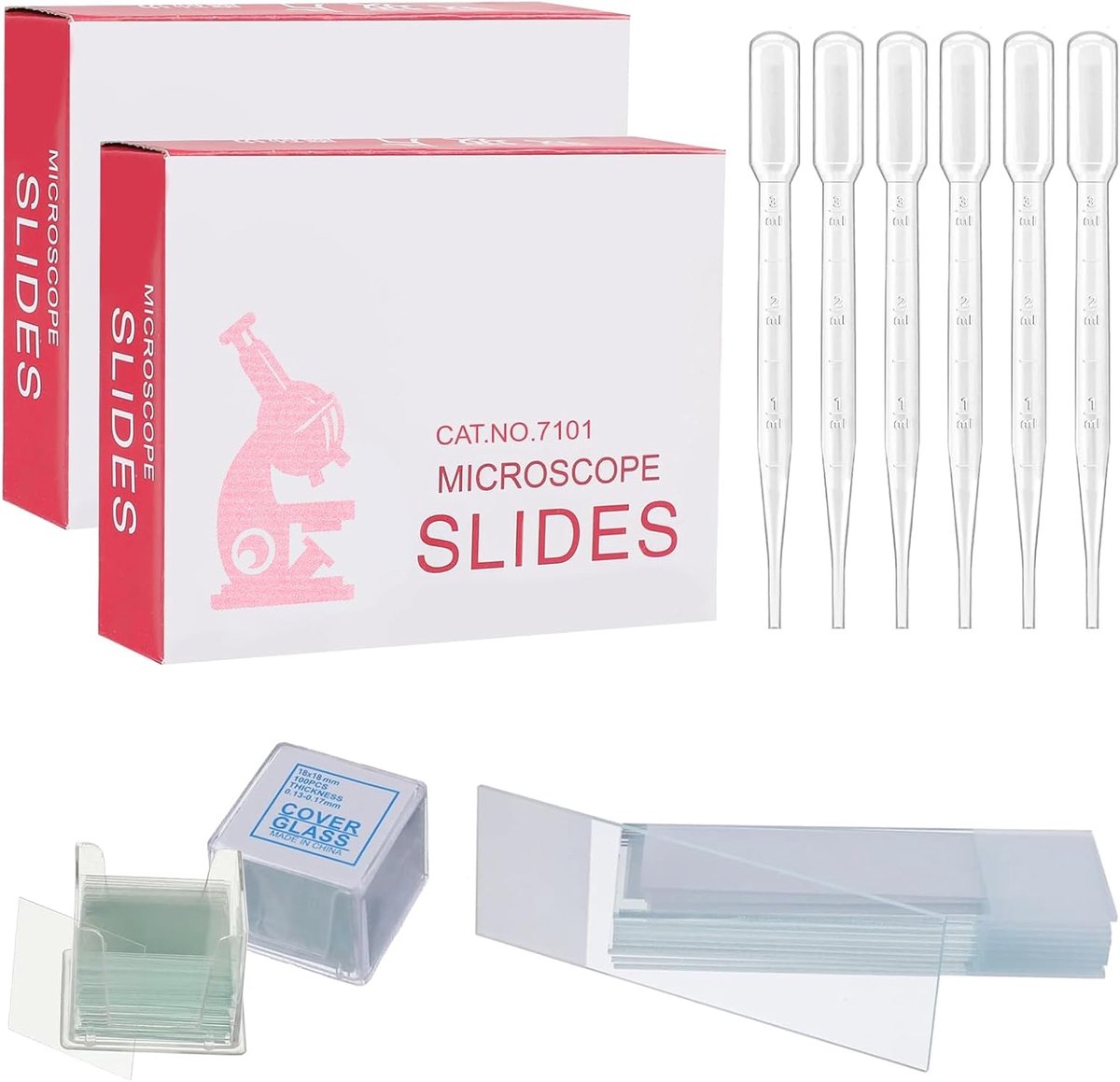 Microscoop preparaat set 100 slides - 76,2 x 25,4 mm - 200 dekglaasjes 20 x 20 mm - ideaal voor biologie onderwijs - ShopVlot