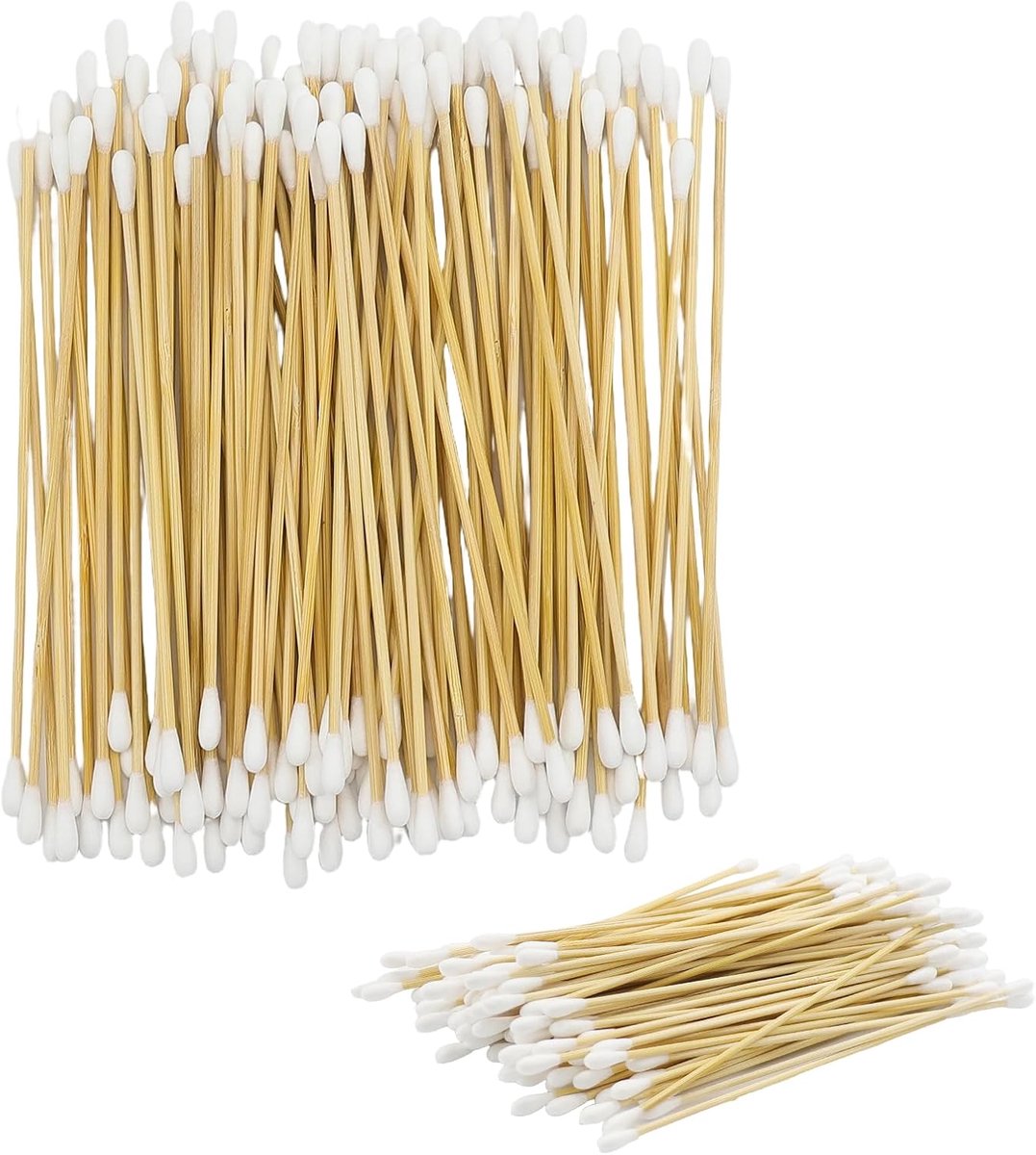 Wattenstaafjes 200 stuks - Lange 15 cm bamboe - Dubbele ronde dikke tips - Ideaal voor schoonmaak en make-up - ShopVlot