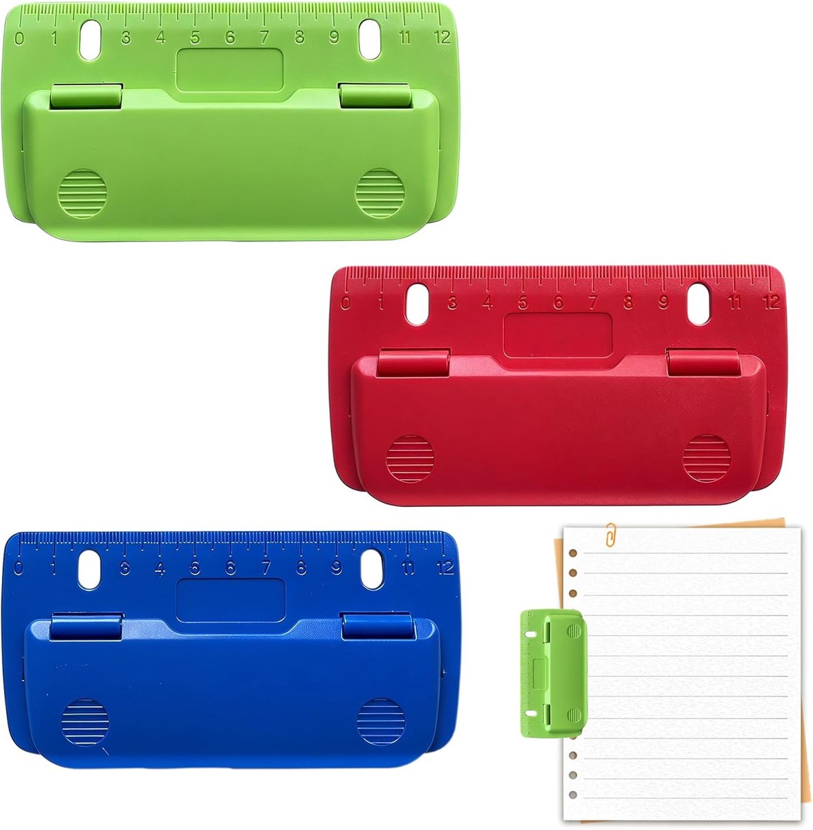 Mini gaatjespons 3 stuks - compact en kleurrijk - ideaal voor labelbinding - perfect voor school en kantoor - ShopVlot