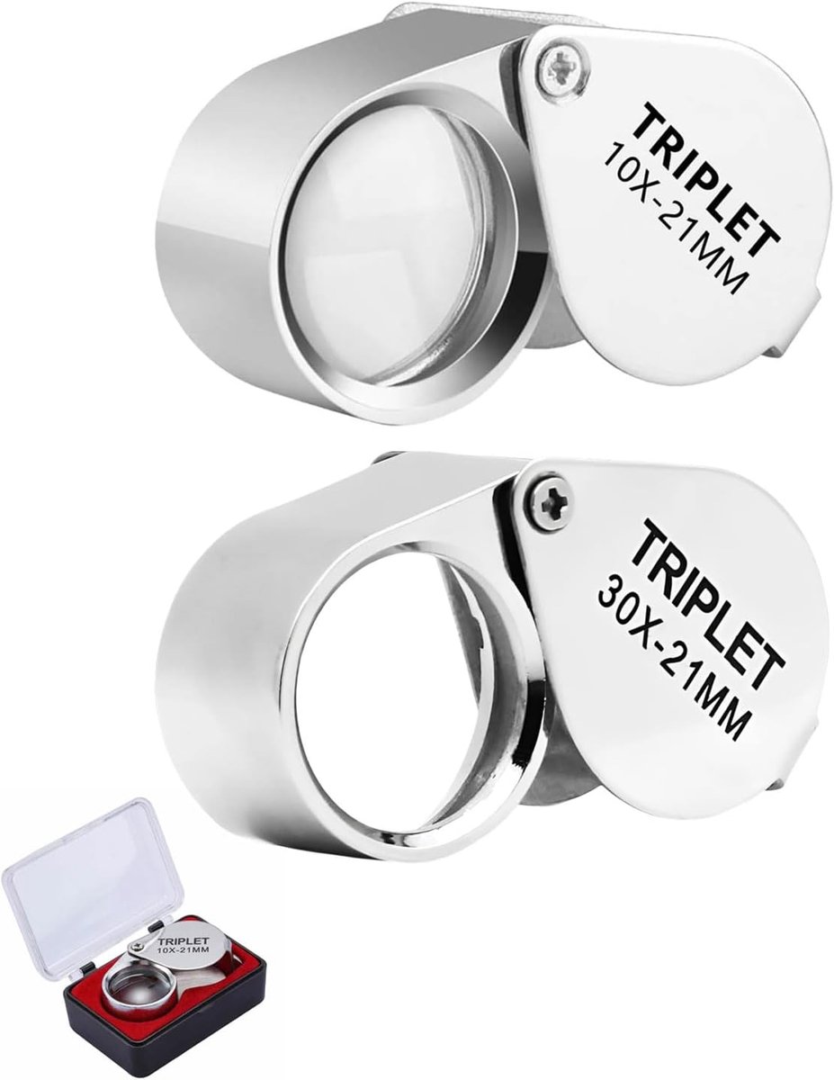 Vergrootglas voor juweliers 10x en 30x - glazen lens - compact en beschermend - ideaal voor identificatie - ShopVlot