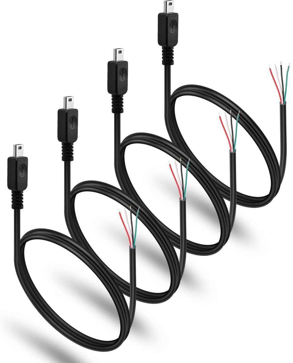 Mini-USB 2.0 Plug (Rechtdoor) - 4-Pins Blote Kernen - 1m DIY Reparatieset voor Oude Apparaten - ShopVlot