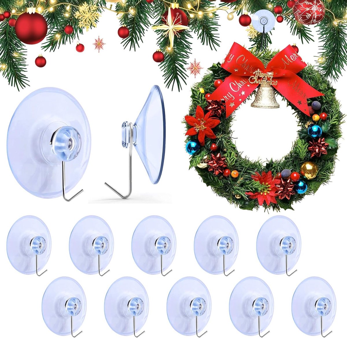 Suction Cup Hooks Set van 12 - Transparante zuignappen 40mm - Extra sterk zonder boren - Ideaal voor badkamer en keuken - ShopVlot