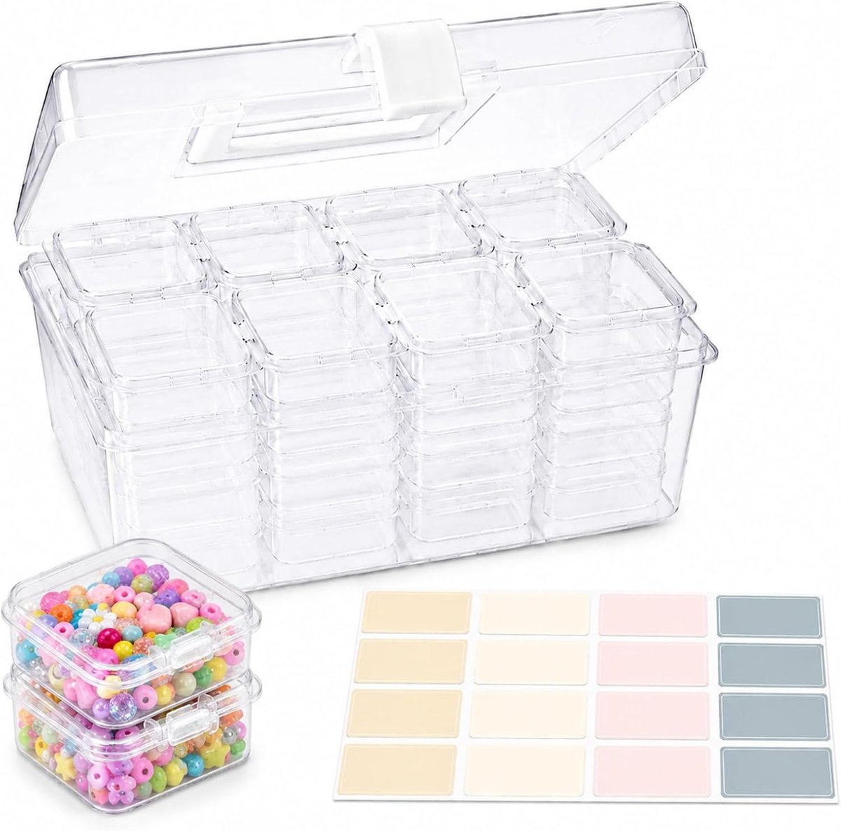Opbergdozen 30 stuks - kleine sorteerdozen met deksel - 5,5 x 5,5 x 2 cm - ideale organizer voor knutselartikelen - ShopVlot