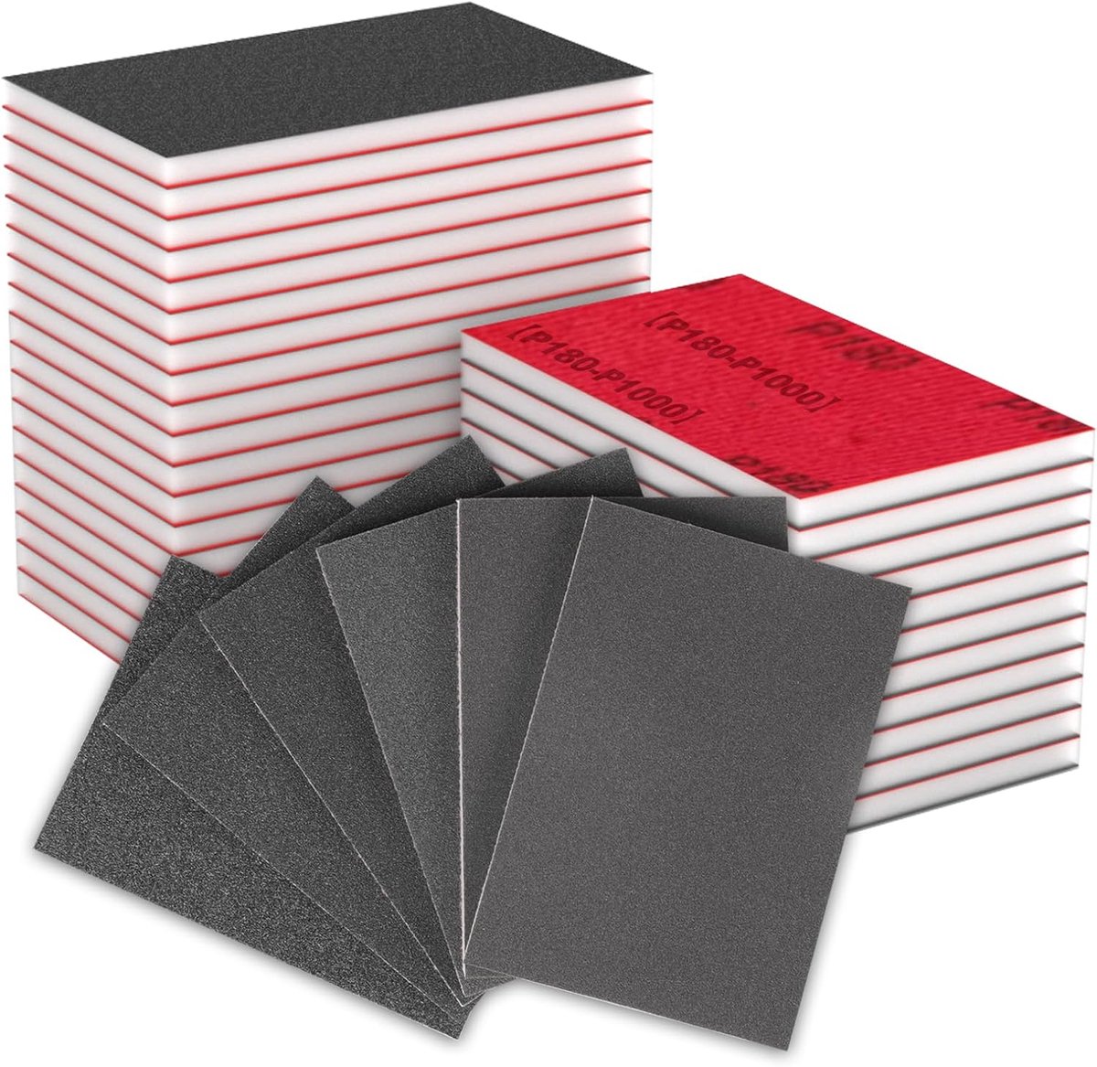 Schuurblok Set 24PCS 70x100mm - Flexibele Schuimrubber - Diverse Korrelgroottes - Ideaal voor Hout en Metaal - ShopVlot