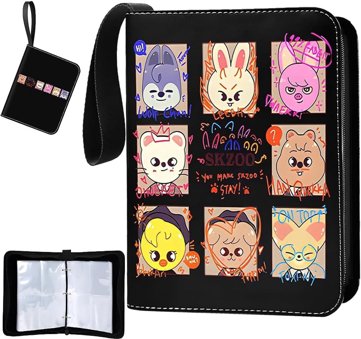 Foto kaart album 400 compartimenten - K-Pop album met rits en handvat - schattige cartoon design - ShopVlot